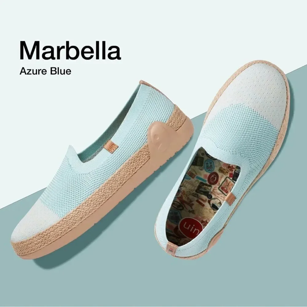 UIN Women's Espadrilles Knitted Lightweight Casual Shoes Marbella II(Azure Blue)